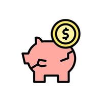 piggy bank dollar coin vector icon