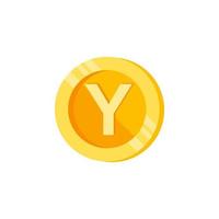 Y, letter, coin color vector icon