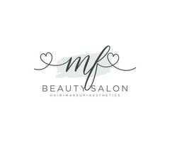 Initial MF feminine logo collections template. handwriting logo of initial signature, wedding, fashion, jewerly, boutique, floral and botanical with creative template for any company or business. vector