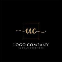 Initial UO feminine logo collections template. handwriting logo of initial signature, wedding, fashion, jewerly, boutique, floral and botanical with creative template for any company or business. vector