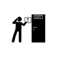 Man, key, exit vector icon