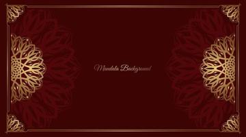 red luxury background, with gold mandala ornament vector