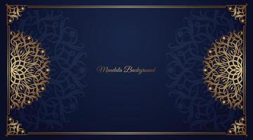 luxury mandala background, blue and gold, design vector