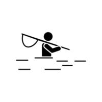 Man adventure fishing river leisure vector icon