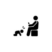 Phone, man, baby, crying vector icon