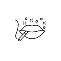 labios, cigarrillo vector icono