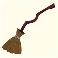 Collection of brooms. Concept cartoon broom in different. Halloween elements set. Vector clipart illustration isolated on white background