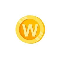 W, letter, coin color vector icon