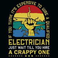 Electrician graphics tshirt design vector