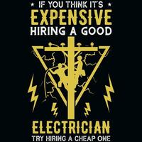 Electrician graphics tshirt design vector