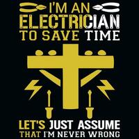 Electrician graphics tshirt design vector
