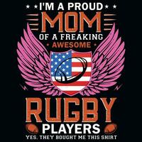 Rugby playing graphics tshirt design vector