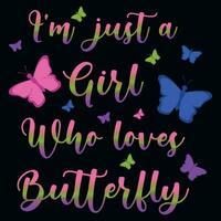 Butterflies typography tshirt design vector