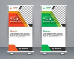 Roll up banner template  and travel banner design  free vector