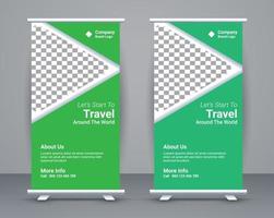 Roll up banner template  and travel banner design  free vector