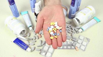 A few medicine drugs, medicine pills, selective focus, noise effect video