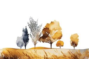 watercolor golden fields with crops illustration design vector