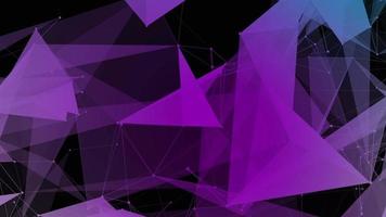 Plexus of abstract violet geometrical lines with moving triangles and dots. video