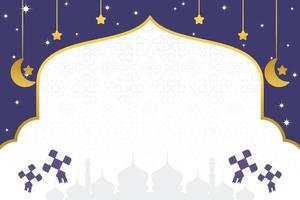 eid rebaja póster modelo con gratis espacio para texto. con mezquita silueta ornamento, luna, estrellas diseño para bandera, social medios de comunicación, saludo tarjeta. islámico vector ilustración