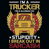 Truck driving typography graphics tshirt design vector