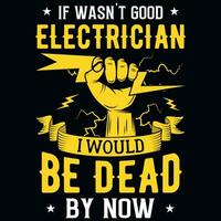 electricista camiseta diseño vector