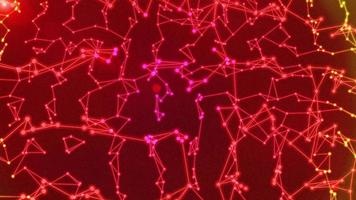 Red futuristic abstract molecular dot geometric structure space background animation, technology particle analysis themed illustration wallpaper animation video
