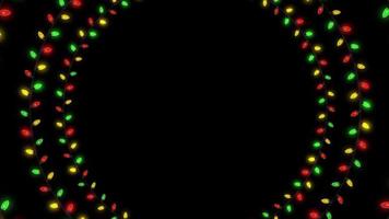 bunt blinkt Weihnachten Licht Glühbirnen Kreis Dekoration Schleife Animation Video transparent Hintergrund mit Alpha Kanal