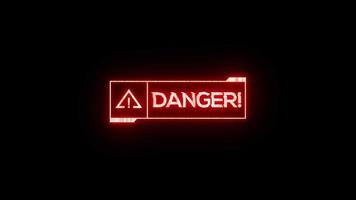 danger neon effect icon loop Animation video transparent background with alpha channel.