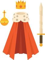 vector imagen de del rey capa, un espada y un corona
