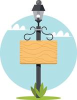 Vector Image Of A Lantern With A Wooden Signpost