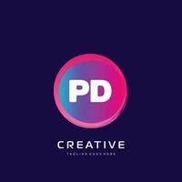 pd inicial logo con vistoso modelo vector