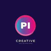 PI initial logo With Colorful template vector