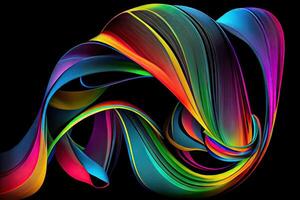 abstract artistic brush stroke, paint splash, modern dynamic lines, red purple blue splatter, colorful spectrum palette, loops, clip art isolated on black background. photo