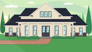 Big House with yard illustration vector