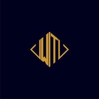 WT initial monogram square logo design ideas vector