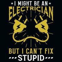 electricista camiseta diseño vector