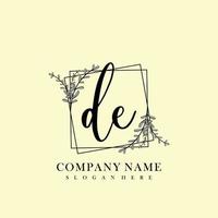 DE Initial beauty floral logo template vector