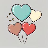 Heart-shaped balloons with ribbon. Hand-drawn party decoration. Flat vector elements. balloon like heart. concept of balloon, event, joy, present, balloon. photo