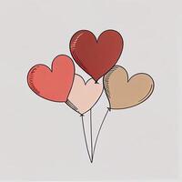 Heart-shaped balloons with ribbon. Hand-drawn party decoration. Flat vector elements. balloon like heart. concept of balloon, event, joy, present, balloon. photo