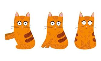 Set of Red Cats in Different Poses vector