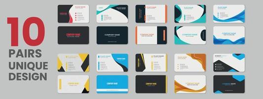 Many collections variety colors double sided professional corporate business card, vector business card sets, business card bundles and vector visiting card set template design