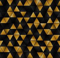 Abstract background triangle shape with rounded ends. Black and gold seamless hexagon geometric shape. Shiny gradient pattern. Vector illustration.