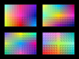 Colorful background pattern set. Abstract geometric shapes. Gradient square triangle. Template design for publications, cover, poster, flyer, brochure, banner, wall. Vector illustration.