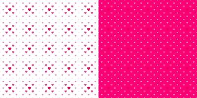 Seamless pink heart shape white background pattern set. Design elements for banner, fabric, tile, template, card, poster, backdrop, wall. Vector illustration.