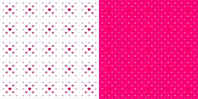 Seamless pink heart shape white background pattern set. Design elements for banner, fabric, tile, template, card, poster, backdrop, wall. Vector illustration.