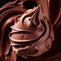 Chocolate ice cream background close up shoot. texture of melting chocolate ice cream like background, close up. photo