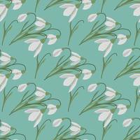 Seamless pattern with spring flowers and snowdrops vector