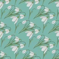 Seamless pattern with spring flowers and snowdrops vector