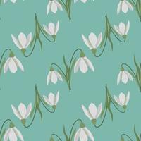 Seamless pattern with spring flowers and snowdrops vector