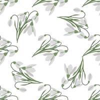 Seamless pattern with spring flowers and snowdrops vector